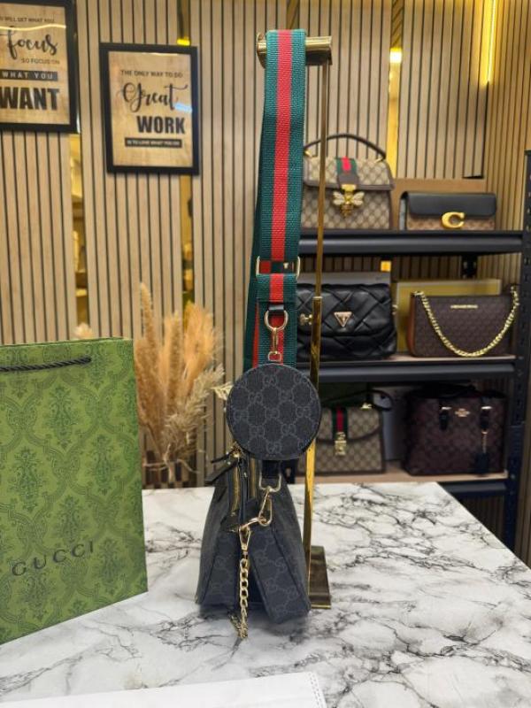 Gucc Ophidia GG Canvas Pochette With Dust Bag Including Carry Bag (Black)
