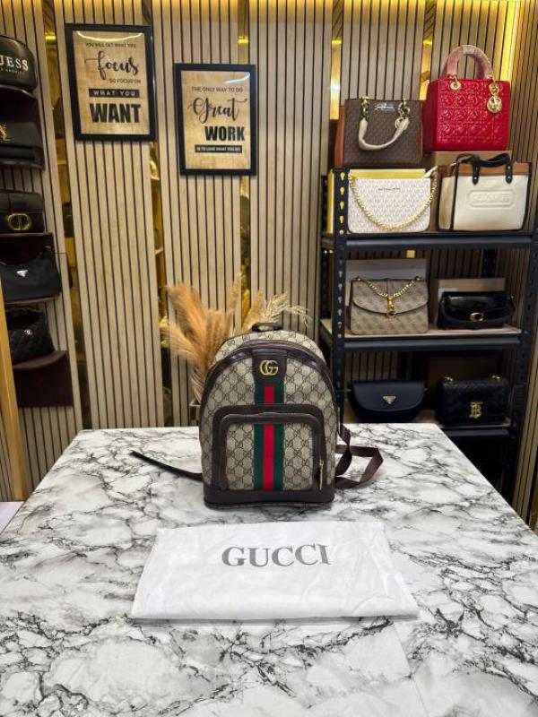 Gucc Ophidia GG Printed Backpack With Dust Bag (XL104-Brown)
