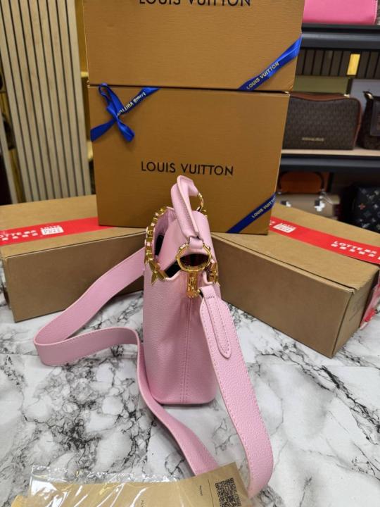 Louiis vuitton Capucines Taurillon Handbag With Double Og Box And Dust Bag (Pink)