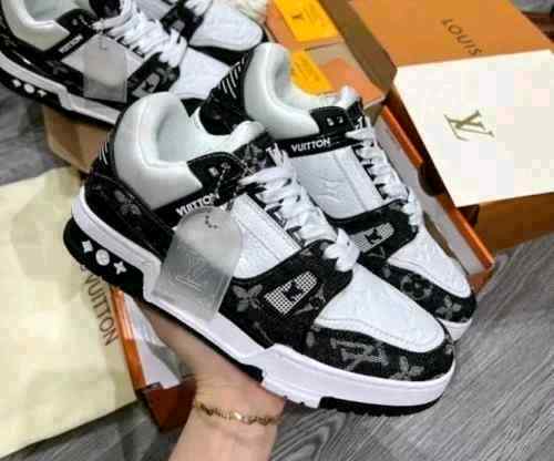 LOUIiSS VUITTONN TRAINERS MONOGRAM DENIM WHITE BLACK