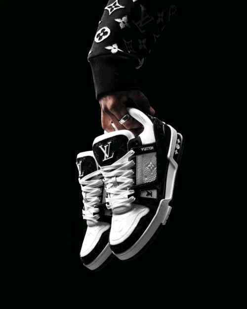 LOUIiSS VUITTONN TRAINERS MONOGRAM DENIM WHITE BLACK