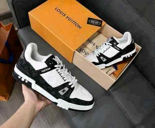 LOUIiSS VUITTONN TRAINERS MONOGRAM DENIM WHITE BLACK