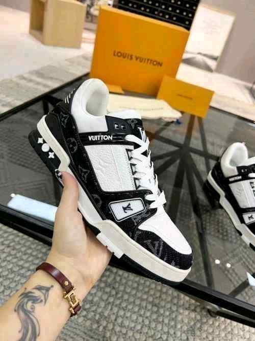 LOUIiSS VUITTONN TRAINERS MONOGRAM DENIM WHITE BLACK