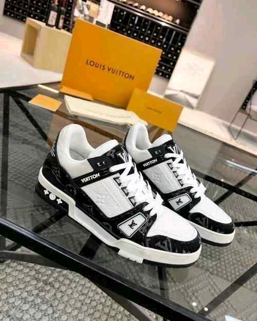 LOUIiSS VUITTONN TRAINERS MONOGRAM DENIM WHITE BLACK
