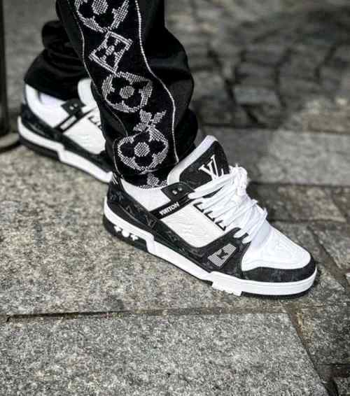 LOUIiSS VUITTONN TRAINERS MONOGRAM DENIM WHITE BLACK