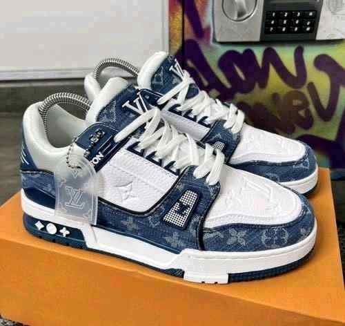 Louiiss Vuittonn LV Monogram Trainer Blue White With Accessorie
