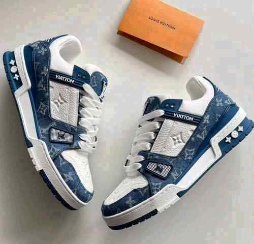 Louiiss Vuittonn LV Monogram Trainer Blue White With Accessorie
