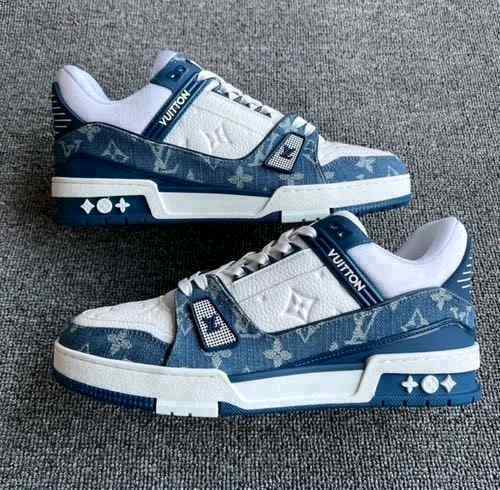 Louiiss Vuittonn LV Monogram Trainer Blue White With Accessorie