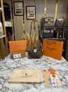 louiis vuitton pochette with double box and dust bag including carry bag (green-m44840)