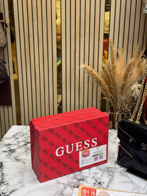 Guess Trissa Glossy Convertible Flap Crossbody Bag With Box And Dust Bag (Black) (8096)