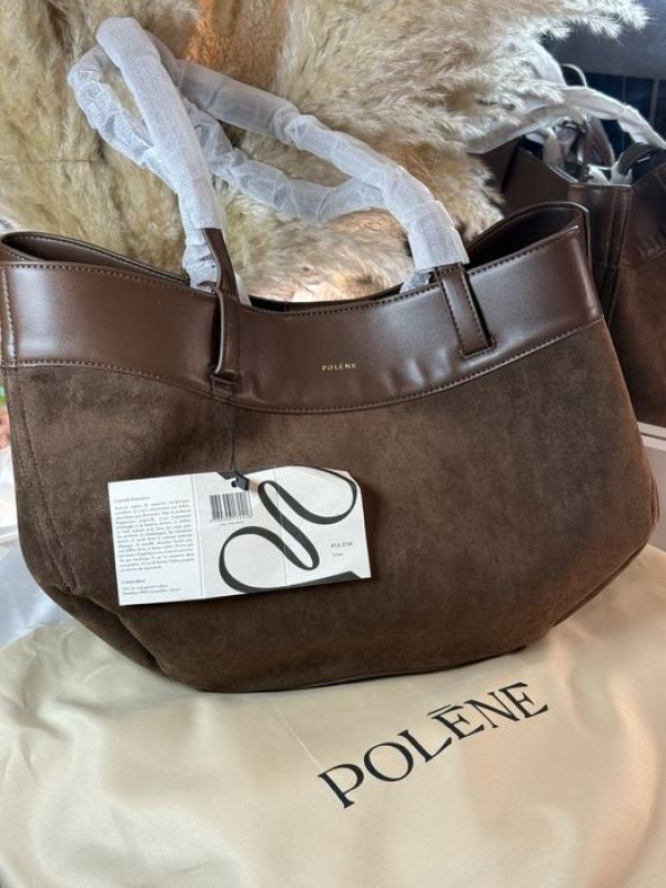 Polen Cyme Dual Texture Leather Shoulder Bag With Dust Bag (Coffee)