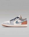 nikkee Jordan 1 Low SE Phantom Repaired Denim Swoosh