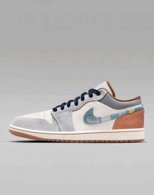 nikkee Jordan 1 Low SE Phantom Repaired Denim Swoosh