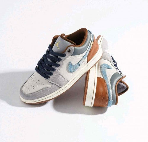 nikkee Jordan 1 Low SE Phantom Repaired Denim Swoosh