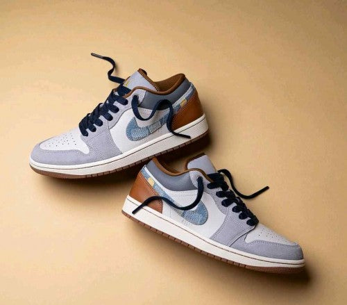 nikkee Jordan 1 Low SE Phantom Repaired Denim Swoosh