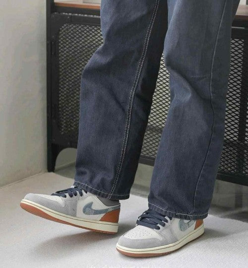 nikkee Jordan 1 Low SE Phantom Repaired Denim Swoosh
