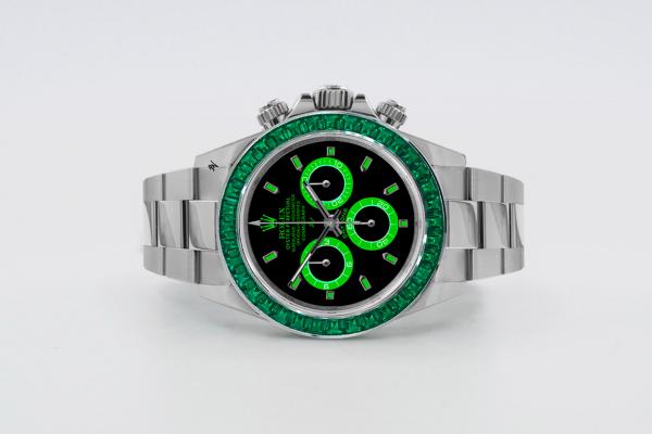 Roleex Cosmograph Daytona Silver Green crystal  Dial