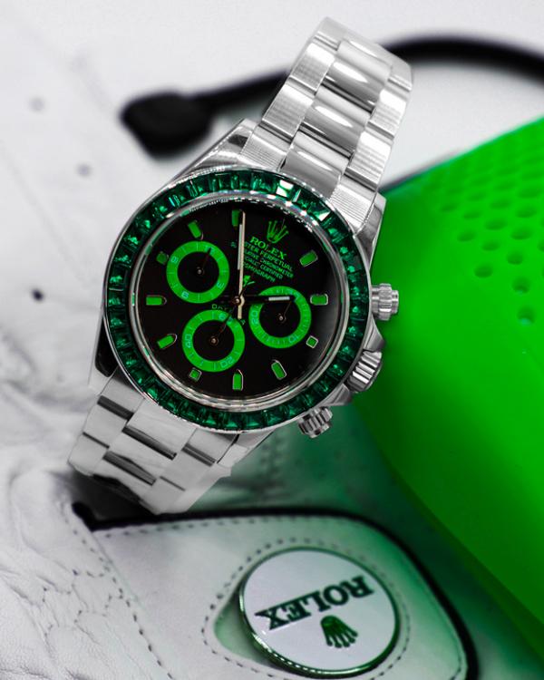 Roleex Cosmograph Daytona Silver Green crystal  Dial