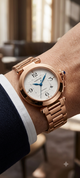 Cartieer Pasha De 41mm Automatic Rose Gold White Dial