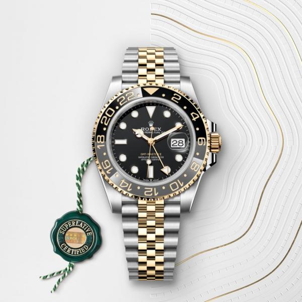 Roleex GMT Master Automatic Yellow Gold Two Tone Black Dial