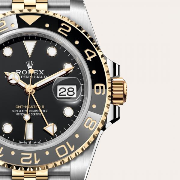 Roleex GMT Master Automatic Yellow Gold Two Tone Black Dial