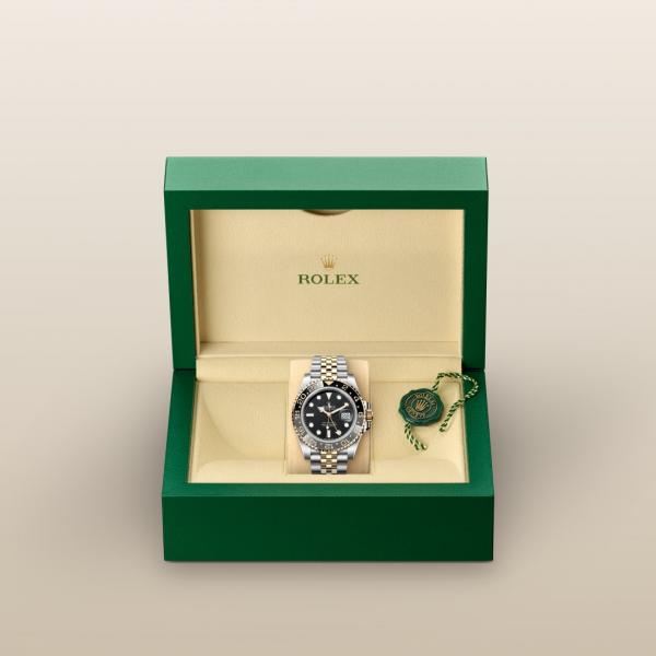 Roleex GMT Master Automatic Yellow Gold Two Tone Black Dial