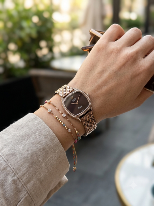 Roleex Women Brown Diamond