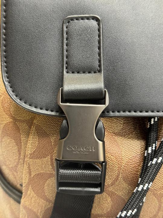 Coac Rivington Signature Classic Canvas Monogram Backpack With Dust Ba (Apricot Black)