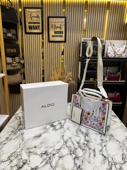 ALD Priaira Floral Tote Bag With Box And Pouch (Purple Flower) (7702)