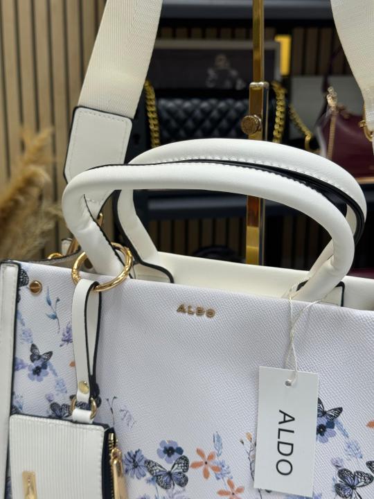 ALD Priaira Floral Tote Bag With Box And Pouch (Blue Flower) (7702)