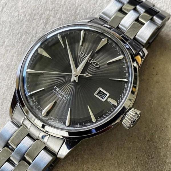 Seiko Prasage Cocktail Time Automatic Japan Date Silver Black