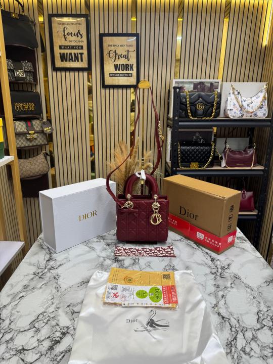 Dio Lady Cannage Bag with Scarf Including Double Og Box & Dust Bag (Maroon)