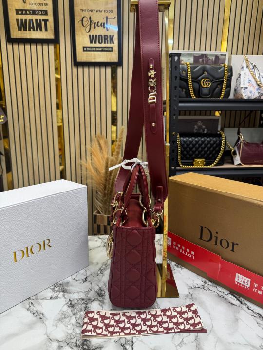 Dio Lady Cannage Bag with Scarf Including Double Og Box & Dust Bag (Maroon)