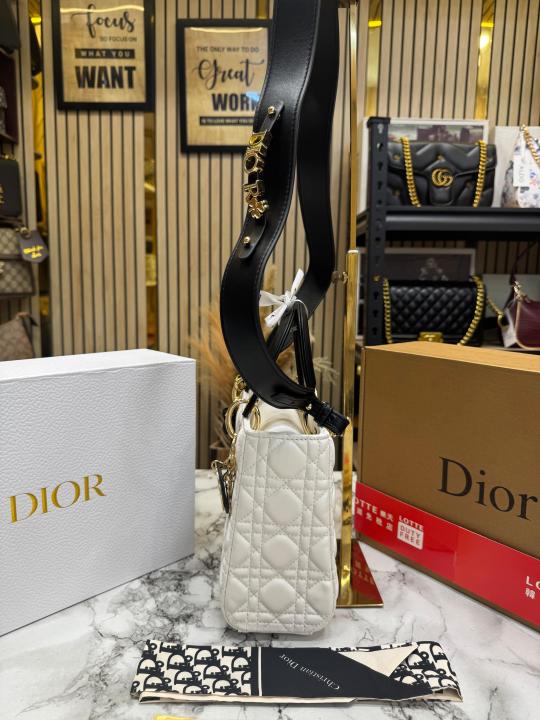 Dio Lady Cannage Bag with Scarf Including Double Og Box & Dust Bag (White)