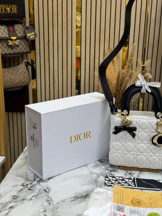Dio Lady Cannage Bag with Scarf Including Double Og Box & Dust Bag (White)