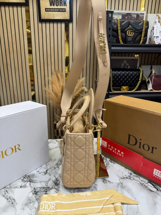 Dio Lady Cannage Bag with Scarf Including Double Og Box & Dust Ba (Apricot)