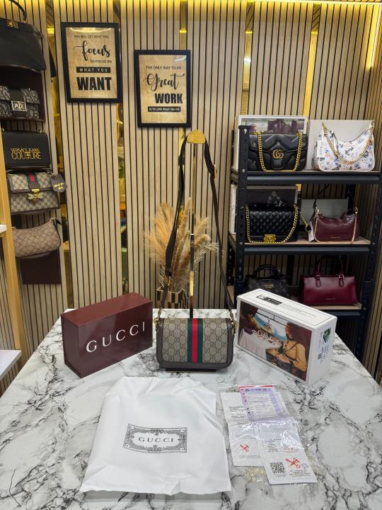 Gucc GG Supreme Ophidia Canvas Shoulder Bag With Double Box Packaging (795466)
