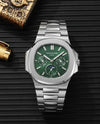 Pate_ek philippe Nautilus Chronograph silver Green