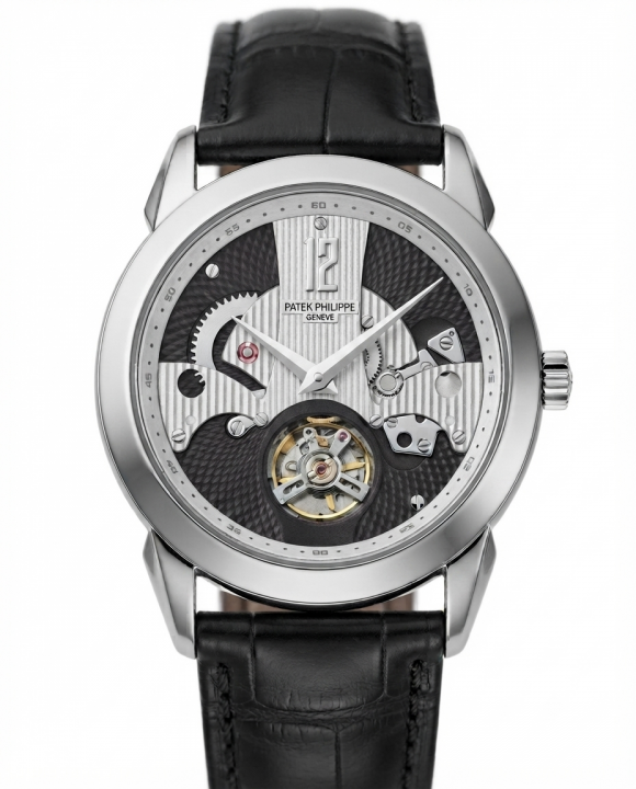 Patek Phillipe Peacock Witness Tourbillon Silver Black Dial