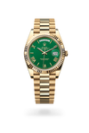 ROLEEX OYSTER PERPETUAL ROLE EX DAY DATE ZR GOLD GREEN DIAL HVY 51