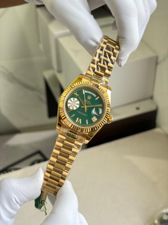 ROLEEX OYSTER PERPETUAL ROLE EX DAY DATE ZR GOLD GREEN DIAL HVY 51