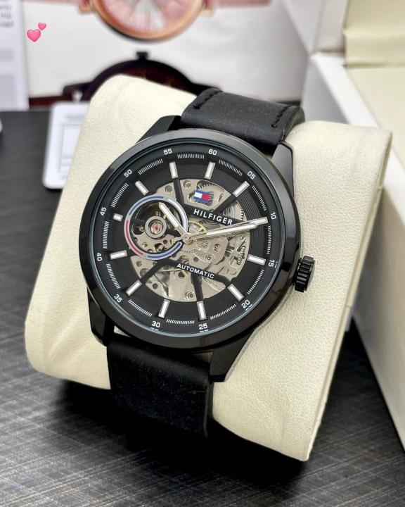 Tommyy  Hilfiger Automatic Leather Belt Full Black AT143