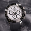 Roleex Cosmograph Daytona chronograph Black Rubber Strap White Dial