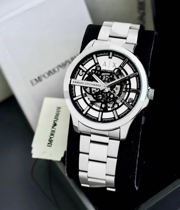 Armaann_i Exchange Ax2418 Hampton Automatic silver Black and white