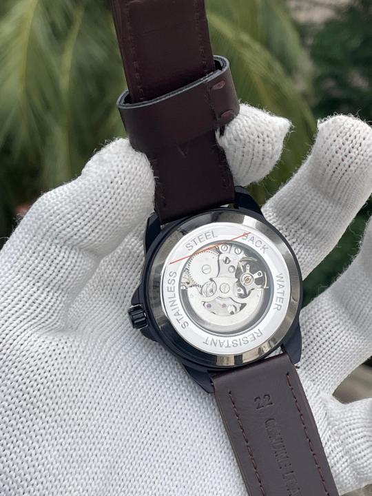 FOSSSIL  BRONSON AUTOMATIC BROWN LEATHER AT319