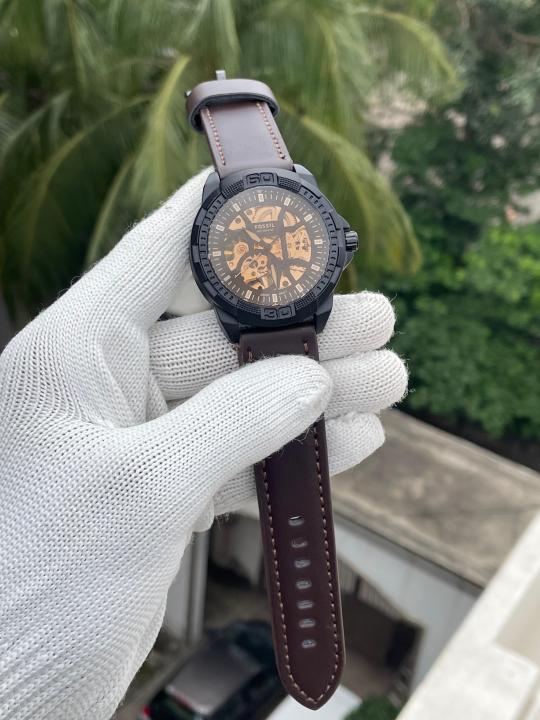 FOSSSIL  BRONSON AUTOMATIC BROWN LEATHER AT319
