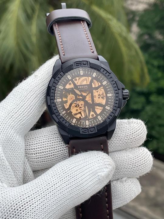 FOSSSIL  BRONSON AUTOMATIC BROWN LEATHER AT319
