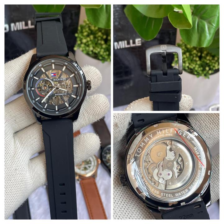 Tommyy  Hilfiger Automatic Silicon Belt Full Black AT145
