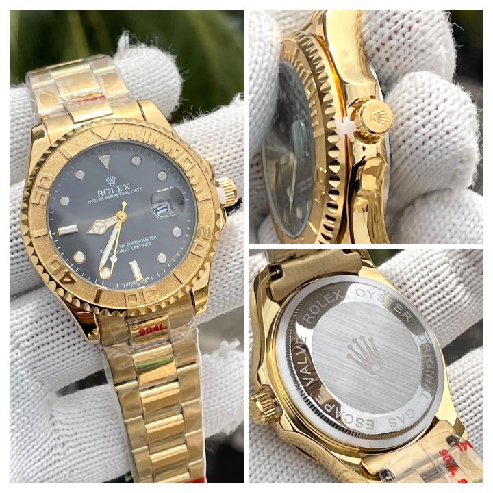 Roleex Yachtmaster Gold Black Dial Sweep Movement AT464