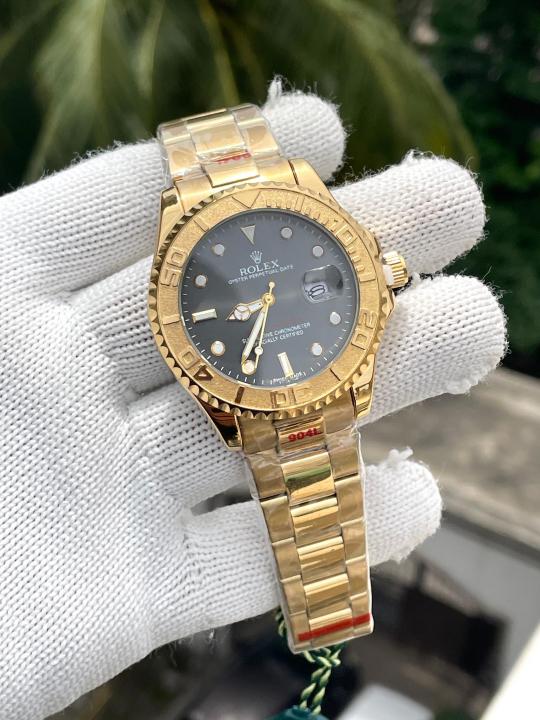 Roleex Yachtmaster Gold Black Dial Sweep Movement AT464